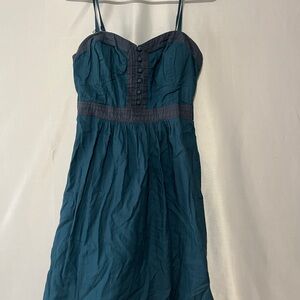 American Eagle Teal Strapless Dress with Button Detail